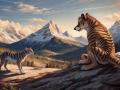 Thylacine - duo, nature, mountain, sun, looking at each other [mfi_794571].png